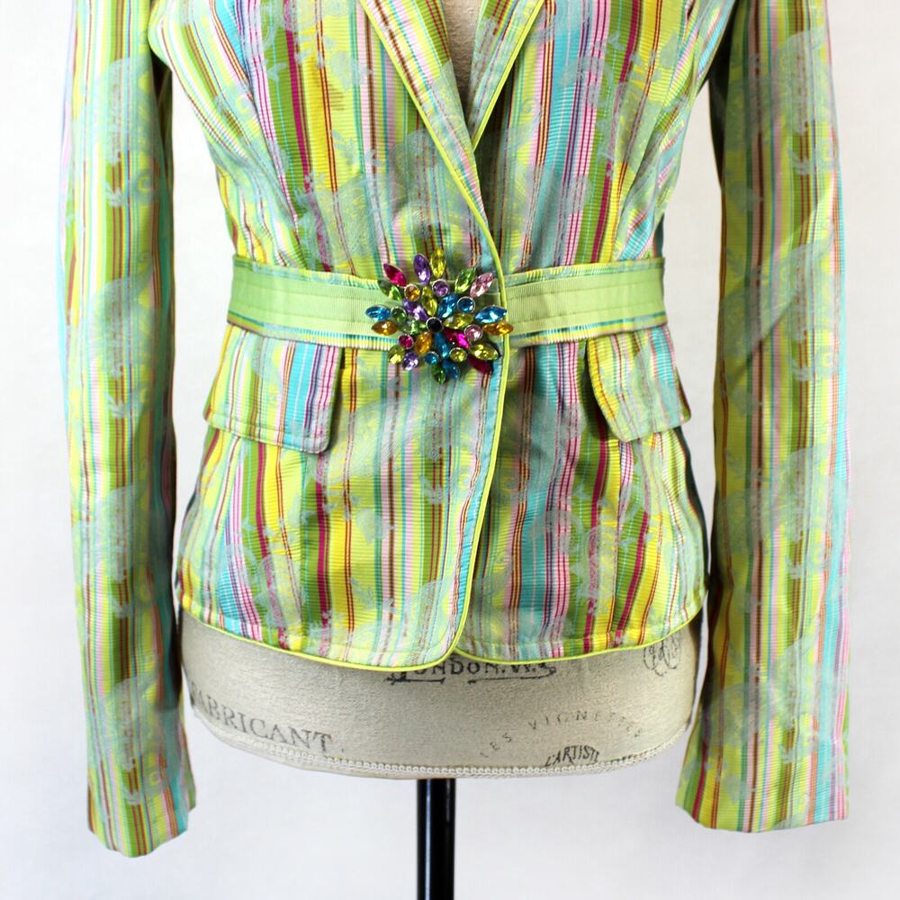 Cynthia Steffe Fancy Boho Steampunk Rockabilly Lined Jacket Blazer Medium Y2K - Picture 2 of 9